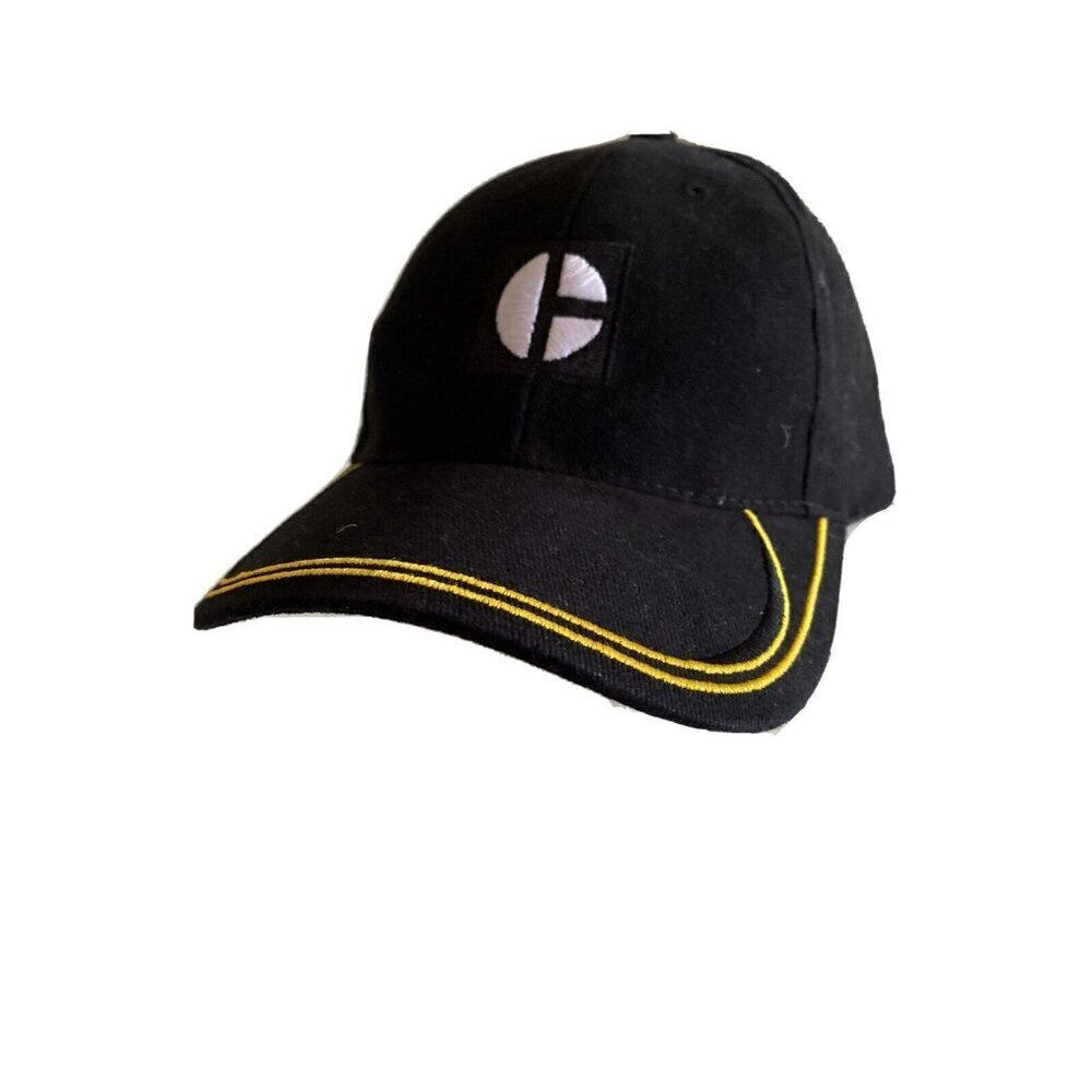 Caterpillar Hat Black CAT Baseball Cap Yellow Stitching Adjustable Workwear Logo